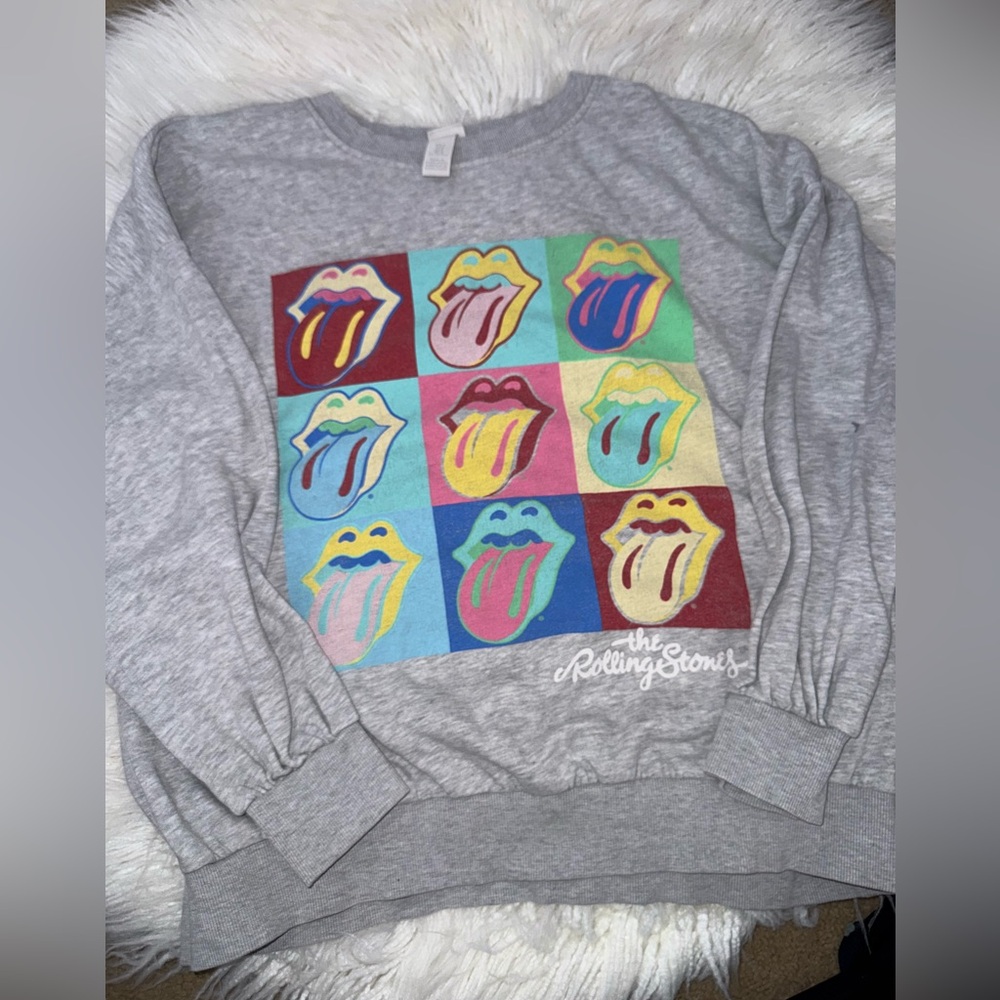 H&M Rolling Stones Multi Tongue graphic print Sweatshirt sz s